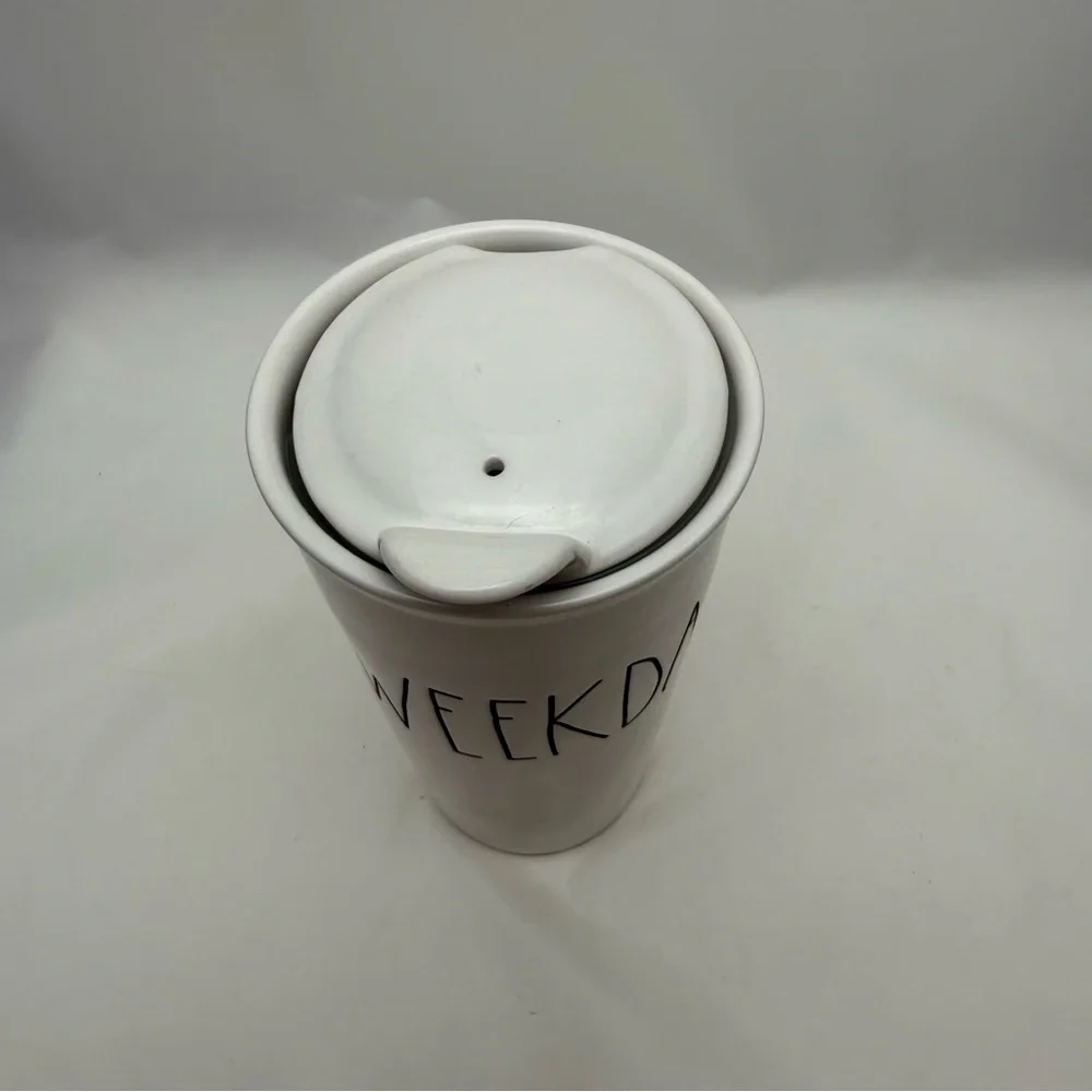 ☕ Rae Dunn WEEKDAY Travel Mug with Lid Ceramic Cup